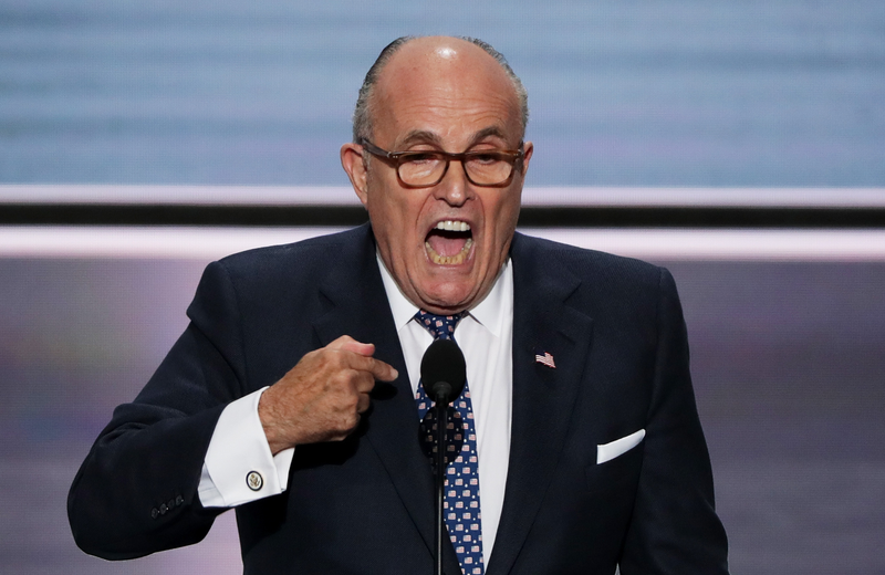 Former New York City Mayor Rudy Giuliani delivers a speech at the Republican National Convention on July 18, 2016, in Cleveland.
